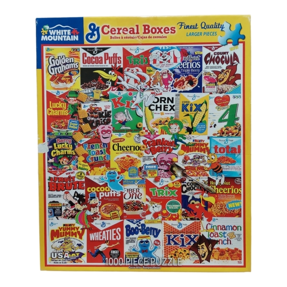 White Mountain 1000 pc Jigsaw Puzzle General Mills Cereal Boxes 30x24" Done Once